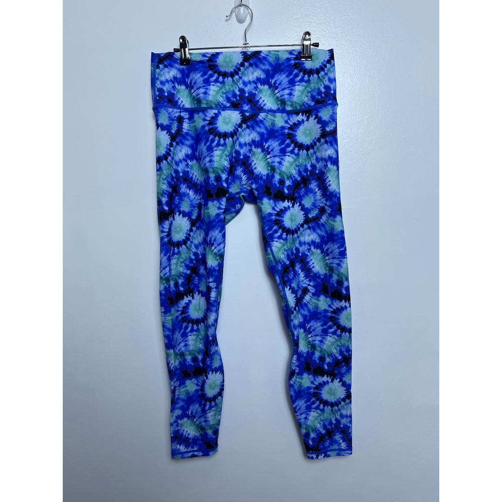 Peachy Athletic Esuna Tie Dye Leggings Women XL Blue Green High Waist Yoga Pants